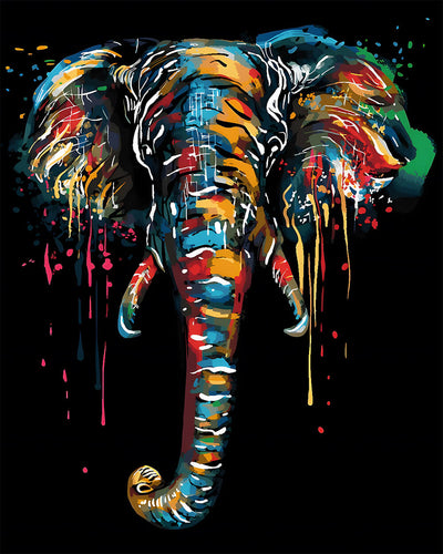 Elephant Head in the Dark Diamond Painting