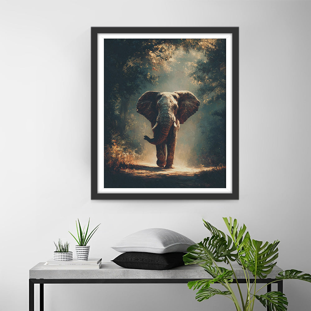 Elephant in the Misty Forest Diamond Painting