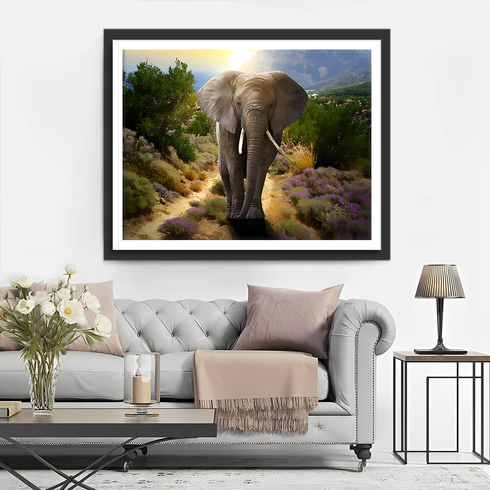 Elephant on the Dirt Road Diamond Painting