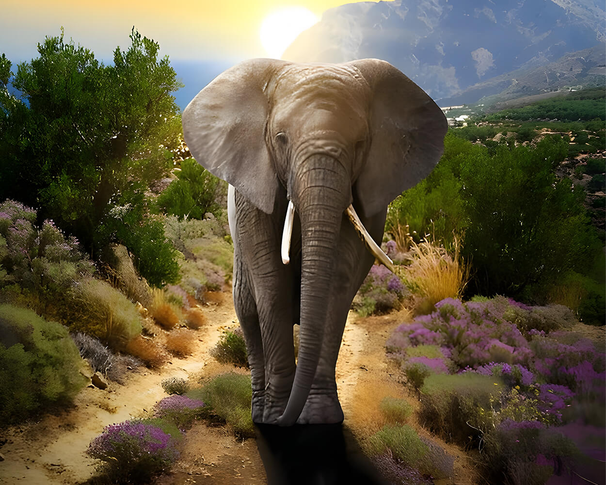 Elephant on the Dirt Road Diamond Painting