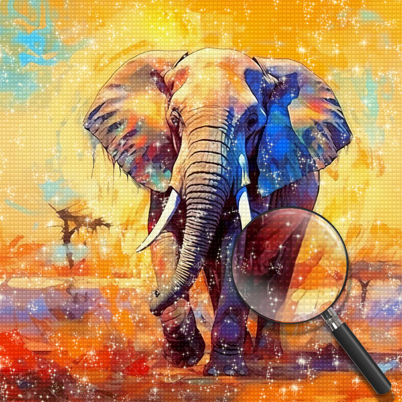 Elephant on Yellow Background Diamond Painting