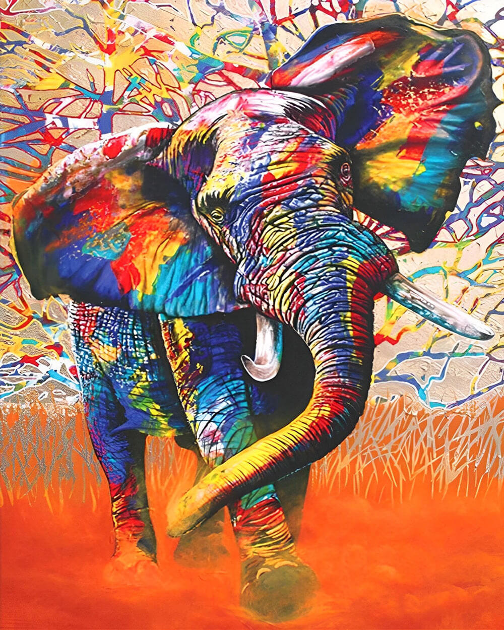 Elephant Running Diamond Painting