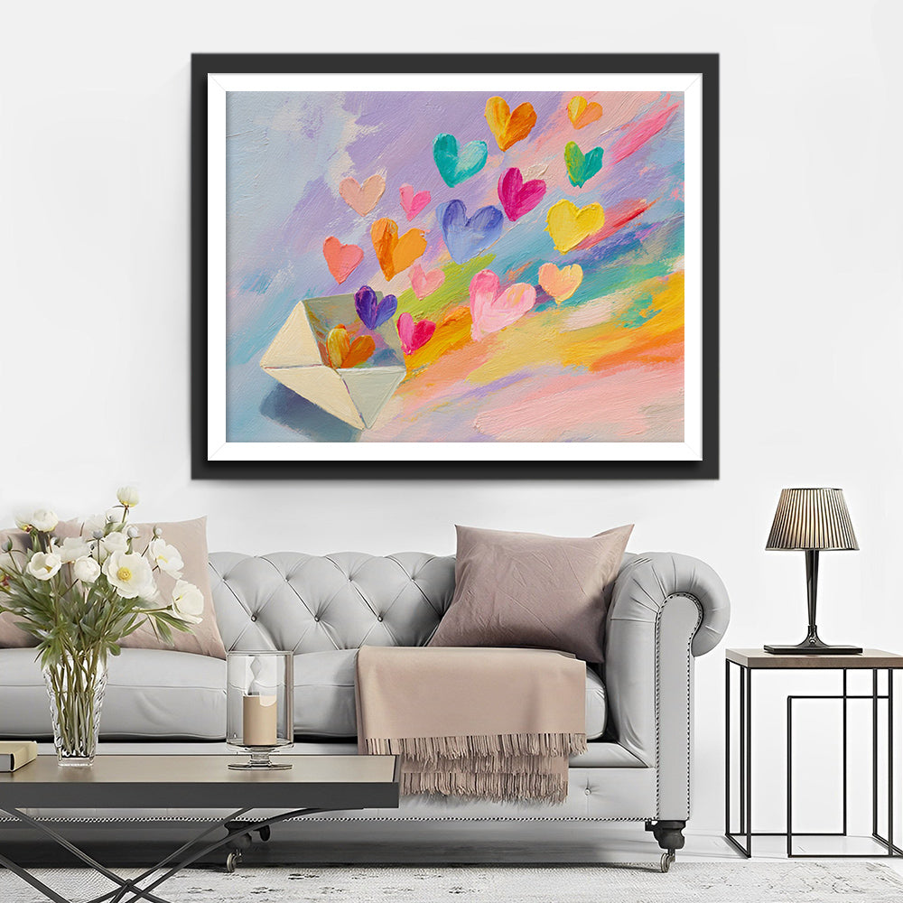 Envelop with Colorful Heart Patterns Diamond Painting