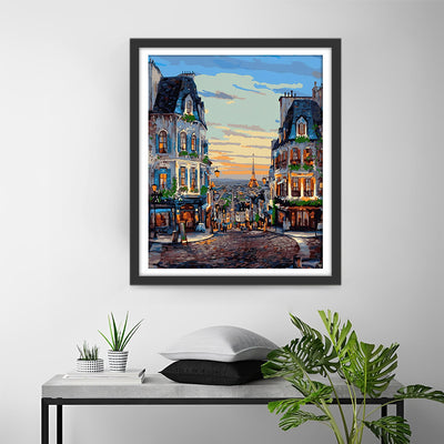 European Town at Sunset Diamond Painting