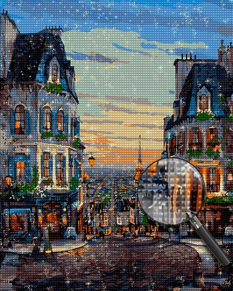 European Town at Sunset Diamond Painting