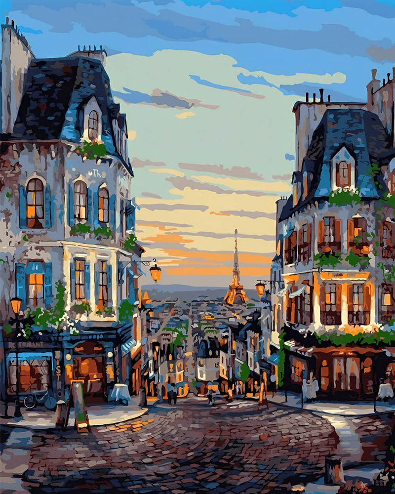 European Town at Sunset Diamond Painting