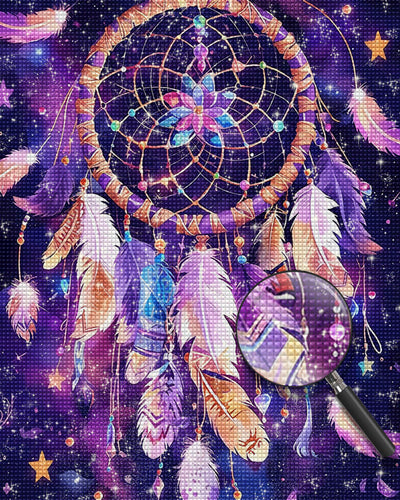 Fantastic Purple Dreamcatcher with Feathers Diamond Painting