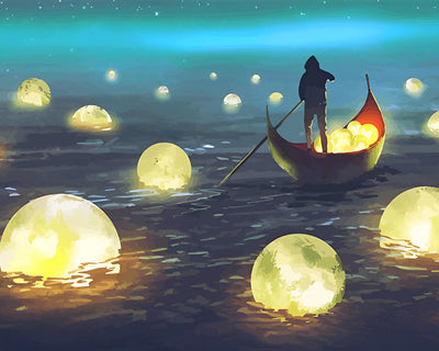 Fishing for the Moon on the Sea Diamond Painting 