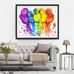 Five Colorful Parrots Diamond Painting