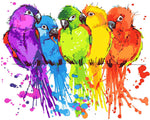 Five Colorful Parrots Diamond Painting