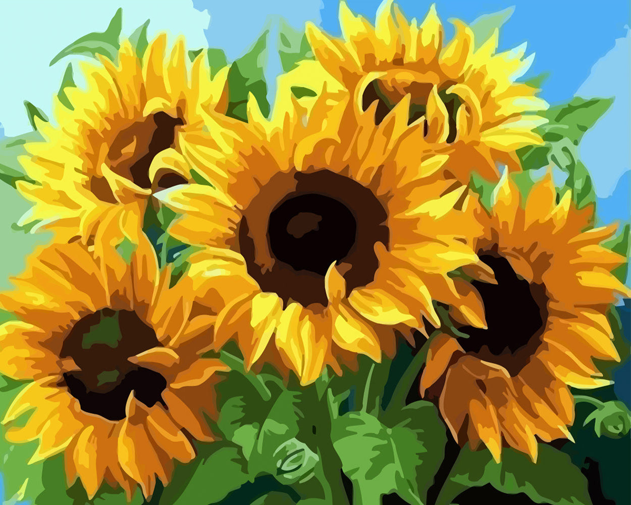 Five Sunflowers Diamond Painting