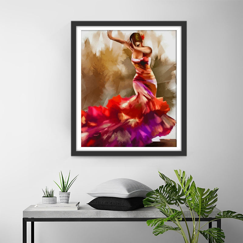 Flamenco Dancer in Red Dress Diamond Painting