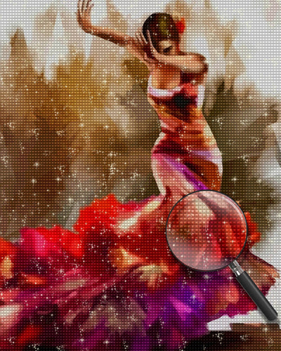 Flamenco Dancer in Red Dress Diamond Painting