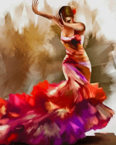 Flamenco Dancer in Red Dress Diamond Painting