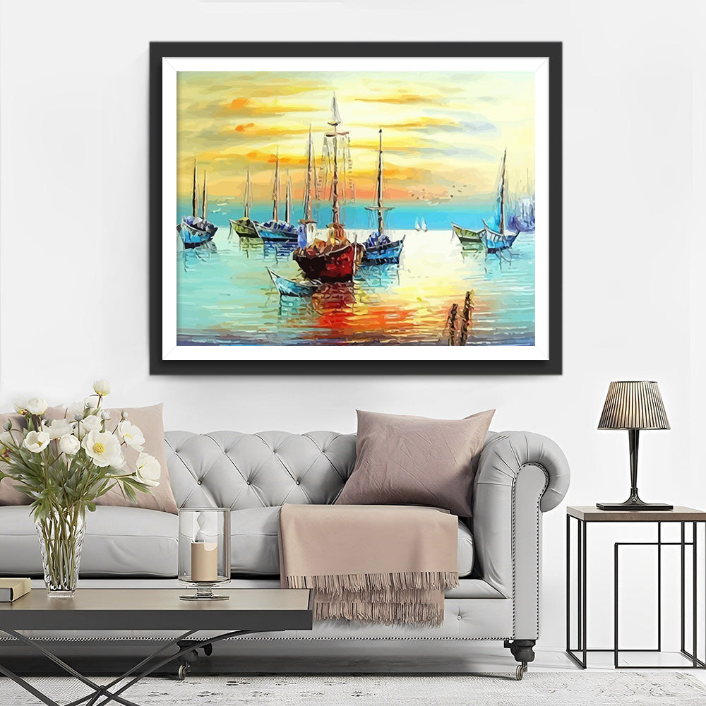 Flotilla of Ships on the Sea Diamond Painting
