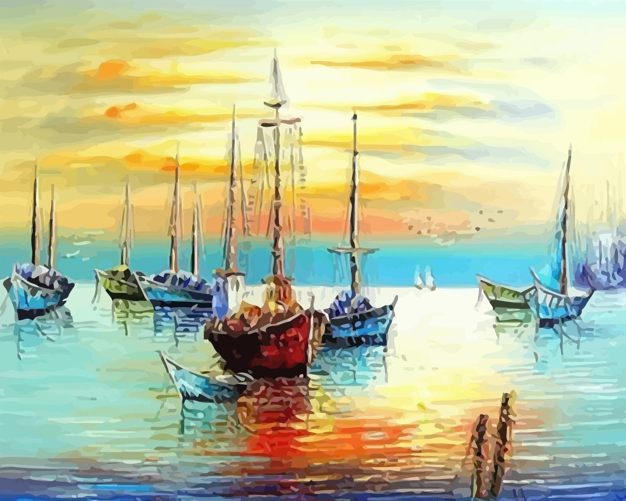 Flotilla of Ships on the Sea Diamond Painting