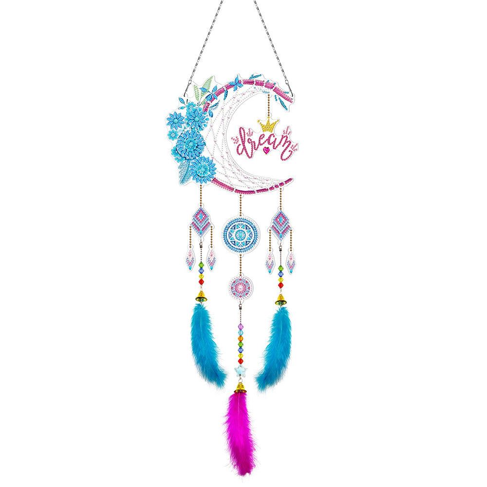 Flower and Moon Dreamcatcher 2D Flat Hanging Diamond Painting Kits