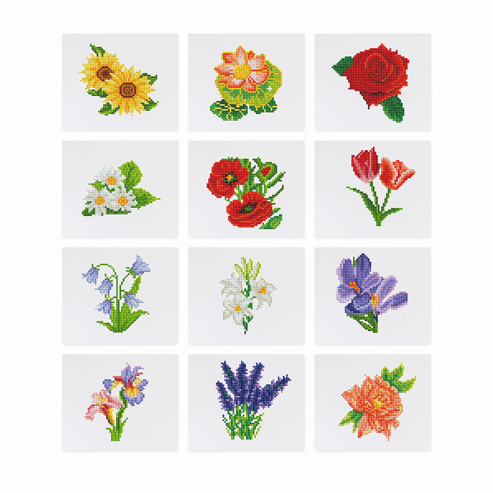 Flower Collection 12Pcs - Mini Diamond Painting Kit