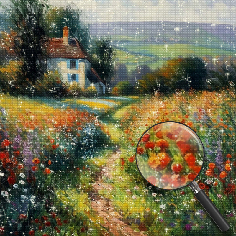 Flower Fields in the Countryside Diamond Painting