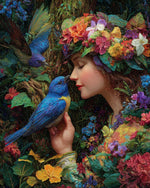 Flower Goddess and Blue Birds Diamond Painting