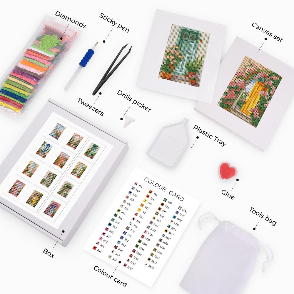 Flower Window Dreams 12Pcs - Mini Diamond Painting Kit