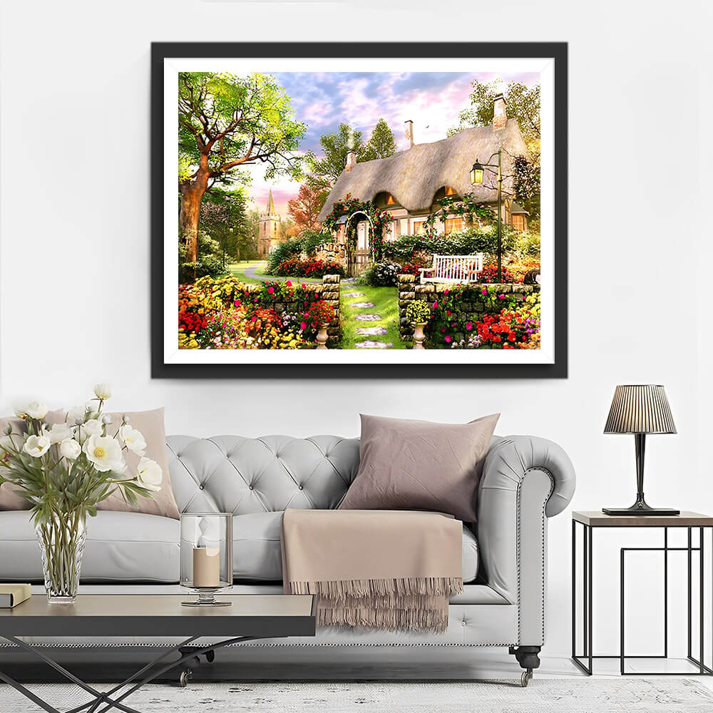 Flowers and Cottage Diamond Painting