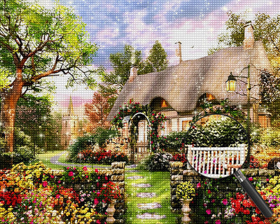 Flowers and Cottage Diamond Painting