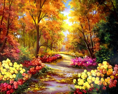 Flowers and Trees in Autumn Diamond Painting