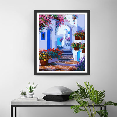 Flowers in A Castle by the Sea Diamond Painting