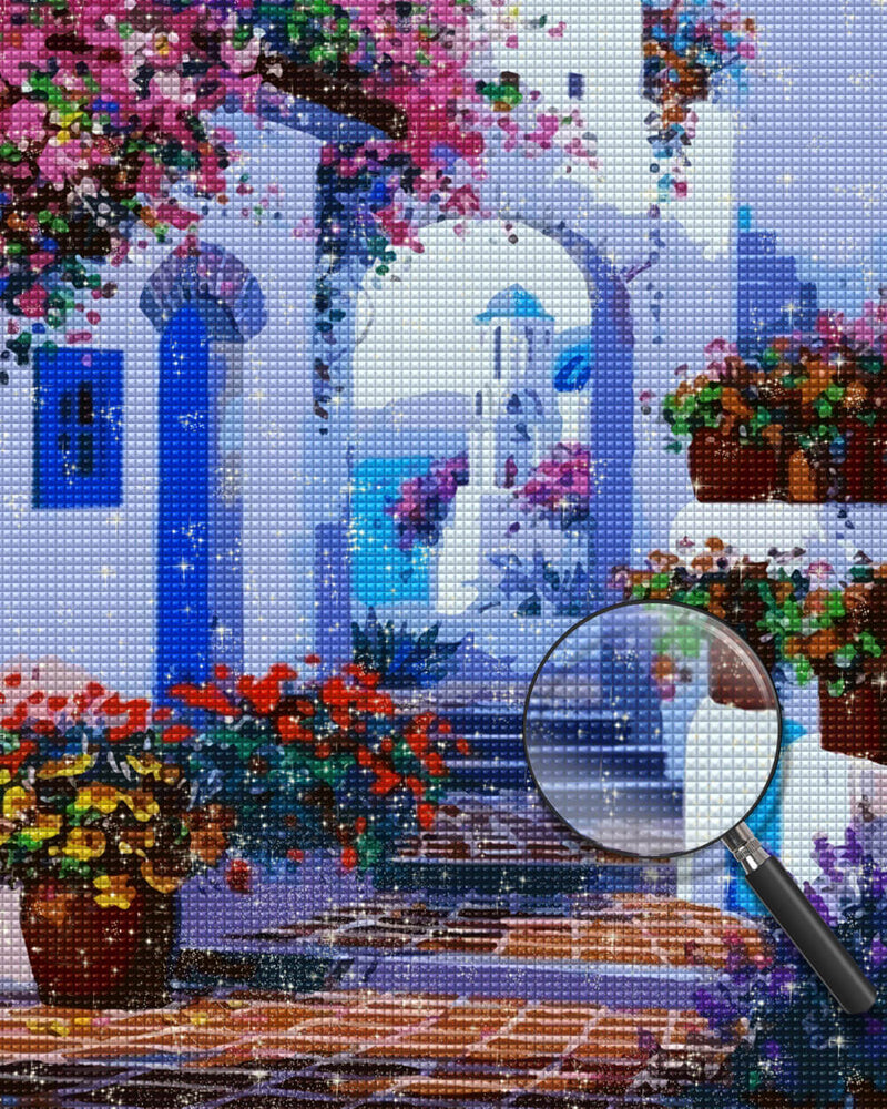 Flowers in A Castle by the Sea Diamond Painting