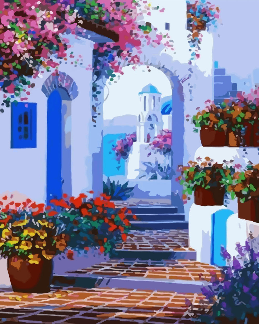 Flowers in A Castle by the Sea Diamond Painting