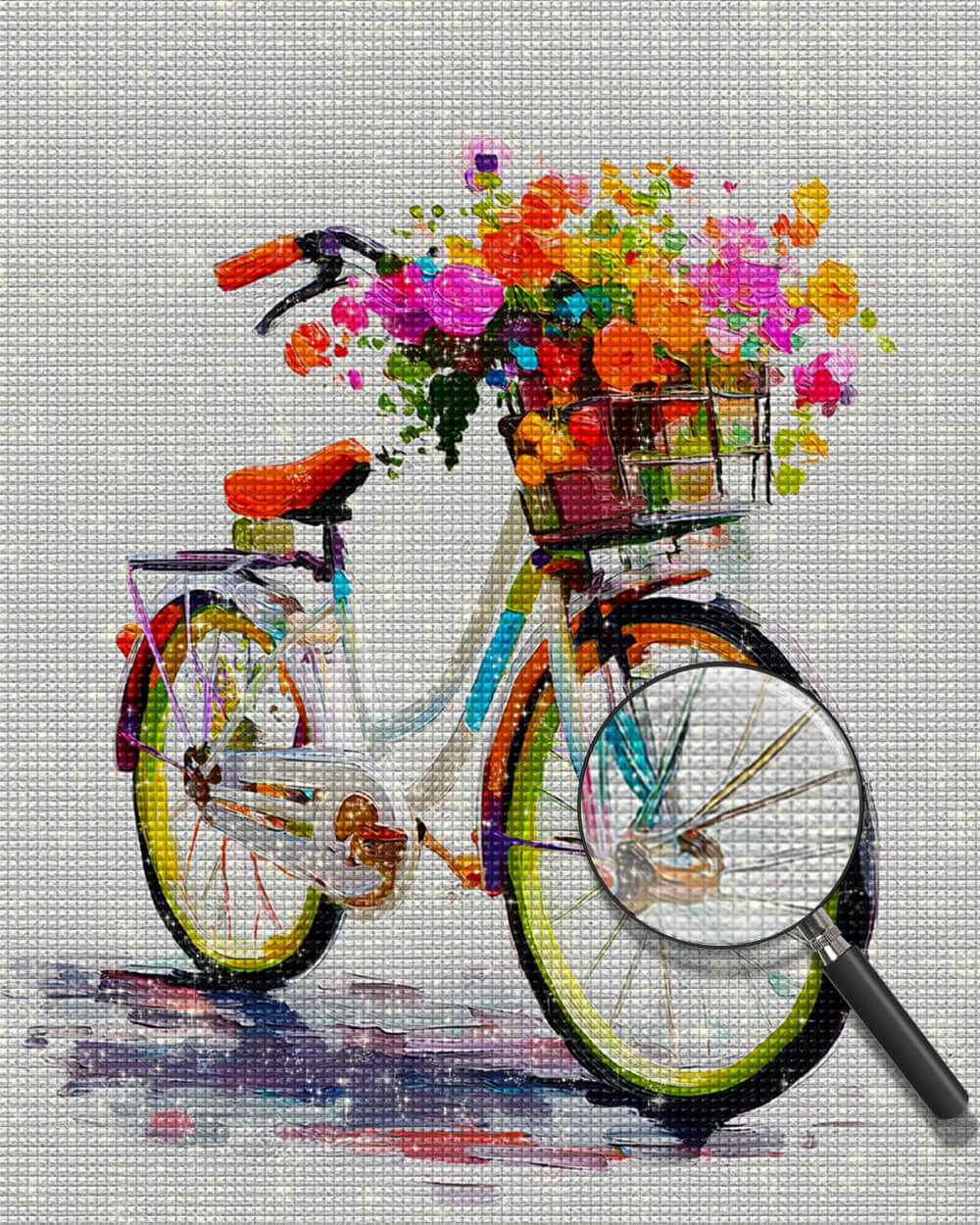 Flowers in the Bicycle Basket Diamond Painting