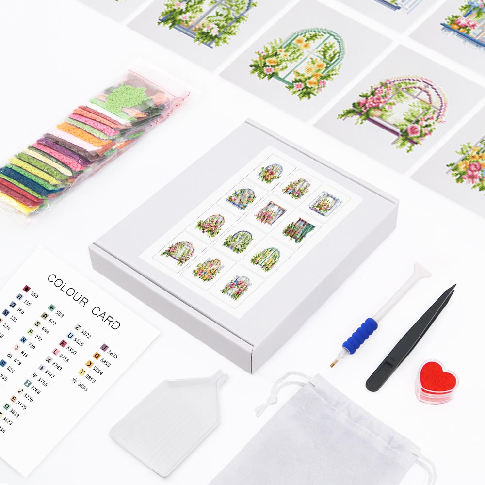 Flowers on the Windowsill 12Pcs - Mini Diamond Painting Kit