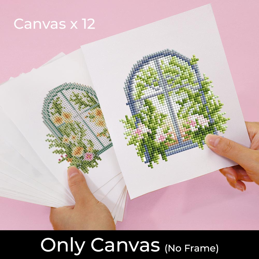 Flowers on the Windowsill 12Pcs - Mini Diamond Painting Kit