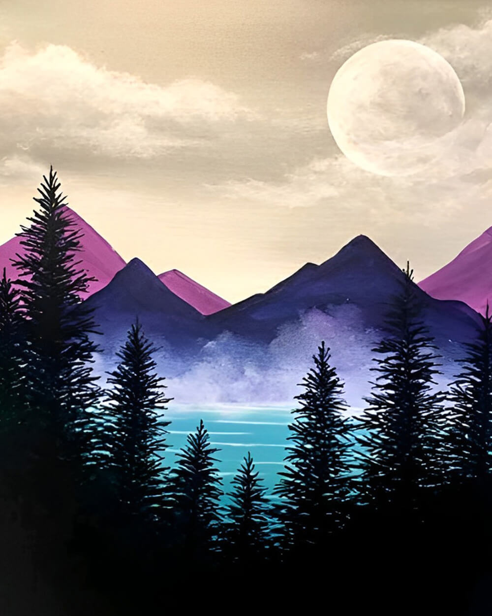 Forest and Purple Mountains Diamond Painting