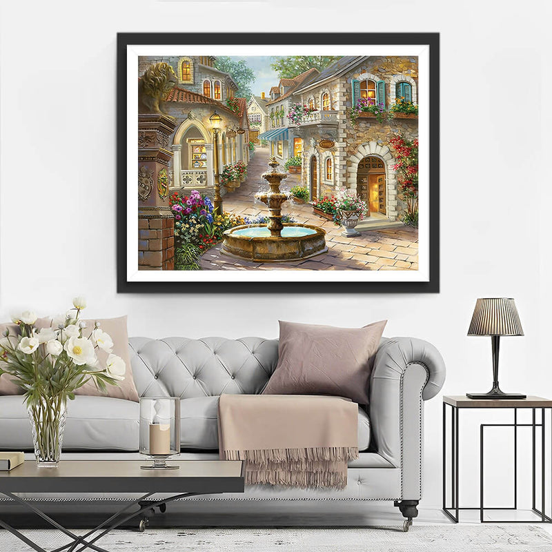 Fountain on the Street Diamond Painting