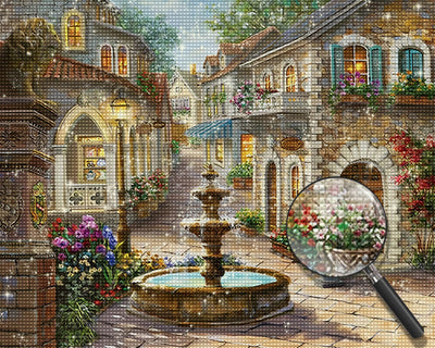 Fountain on the Street Diamond Painting