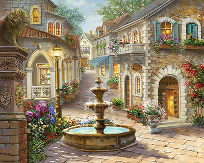 Fountain on the Street Diamond Painting
