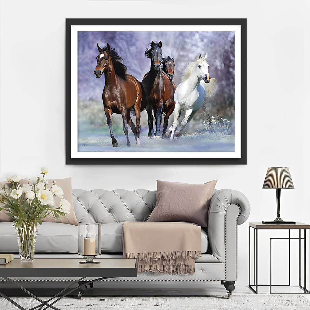 Four Running Horses Diamond Painting