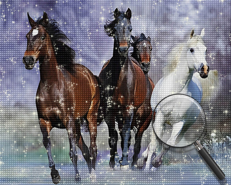 Four Running Horses Diamond Painting