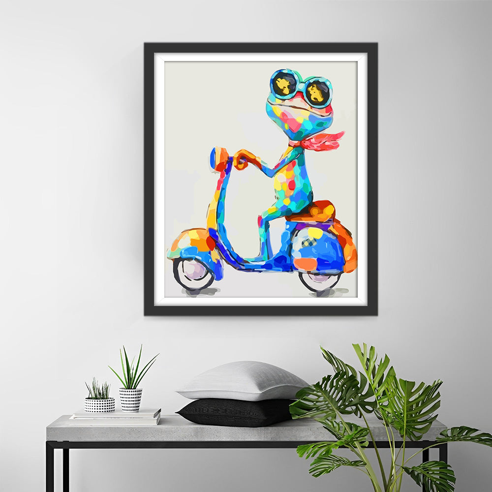Frog Riding E-Bike Diamond Painting