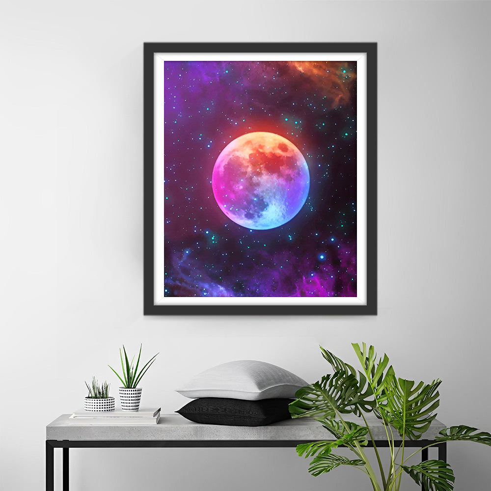 Full Moon in the Purple Starry Sky Diamond Painting