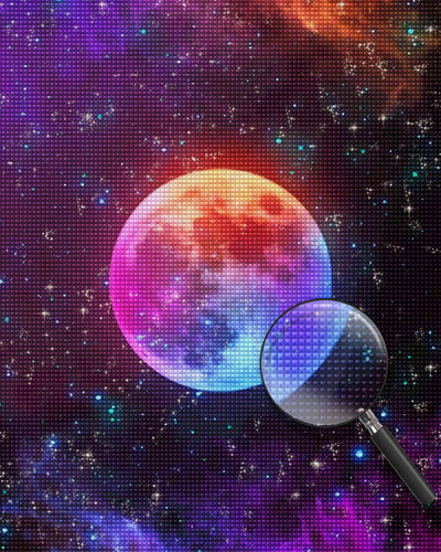 Full Moon in the Purple Starry Sky Diamond Painting