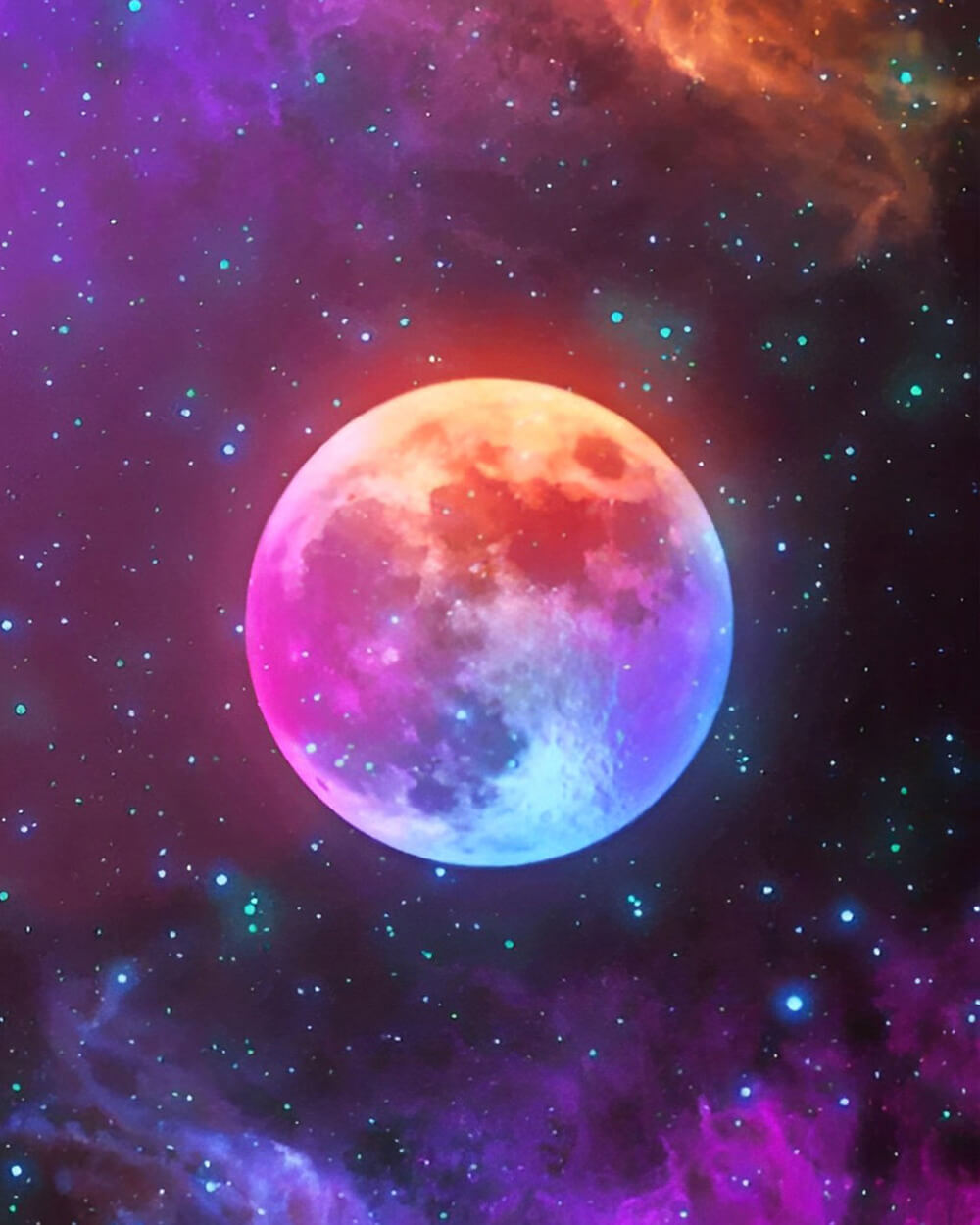 Full Moon in the Purple Starry Sky Diamond Painting