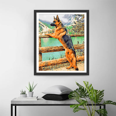 German Shepherd by the Lake Diamond Painting