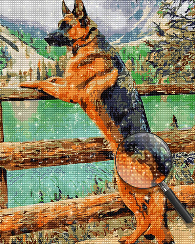 German Shepherd by the Lake Diamond Painting