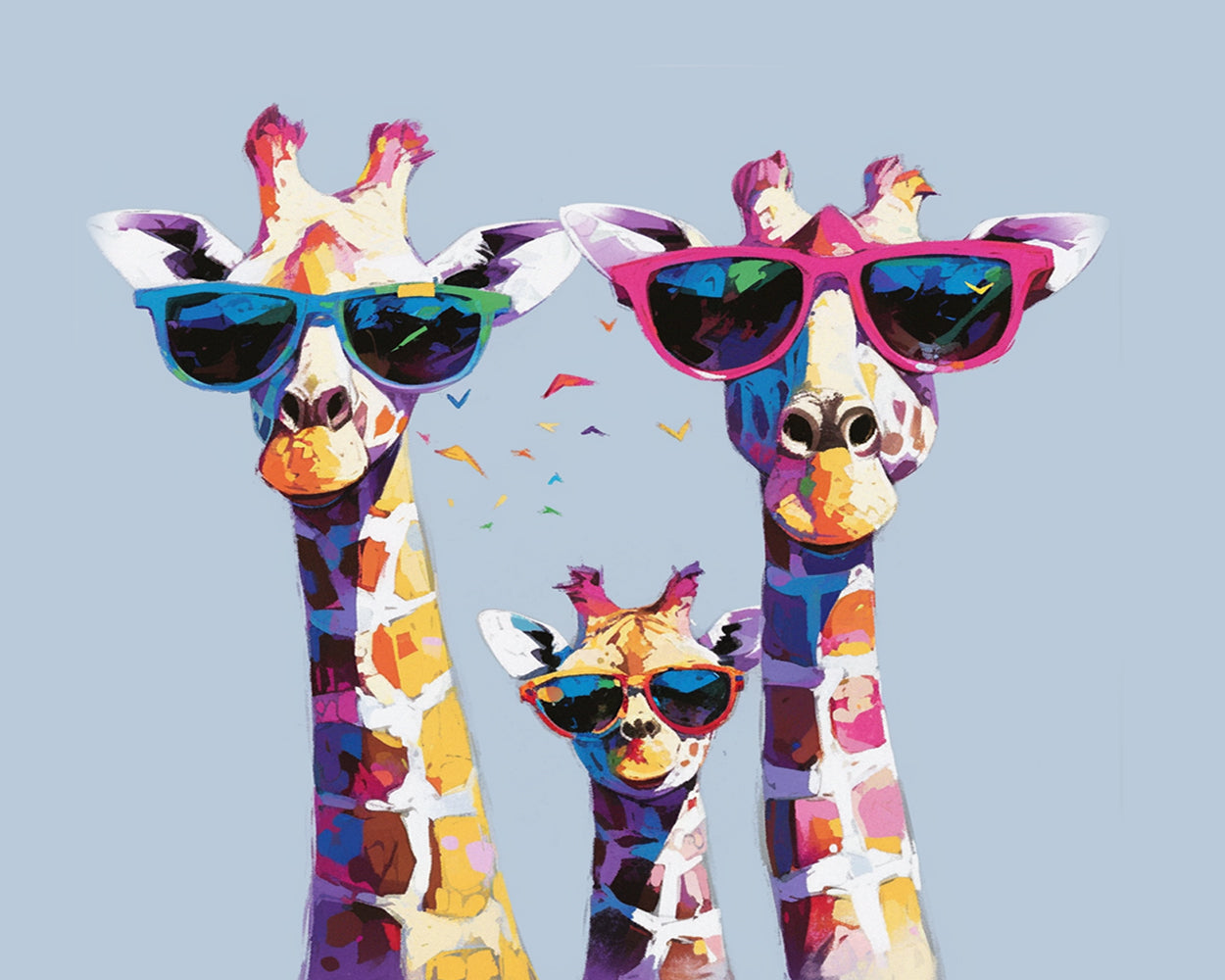 Giraffe Family with Glasses Diamond Painting