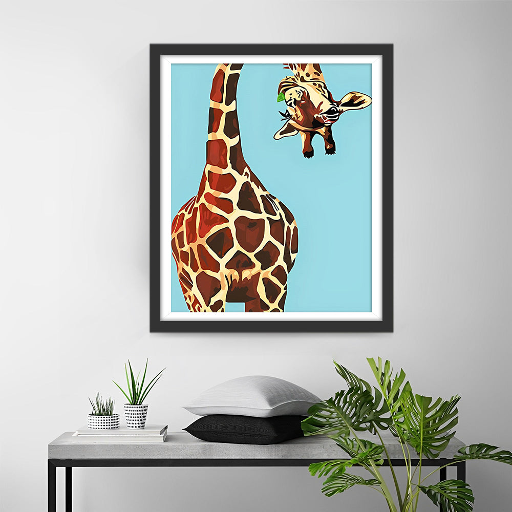 Giraffe on Blue Background Diamond Painting