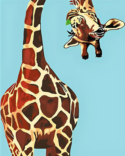 Giraffe on Blue Background Diamond Painting
