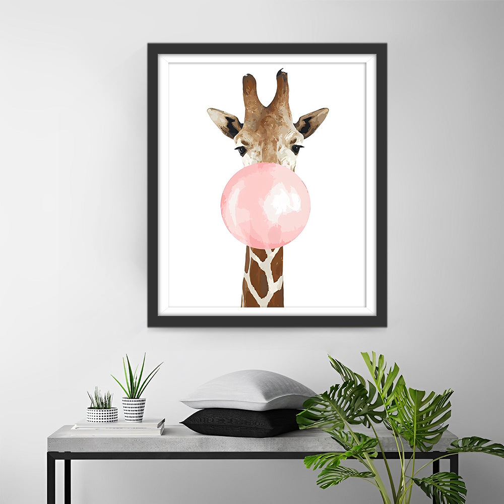 Giraffe with Bubble Gum Diamond Painting